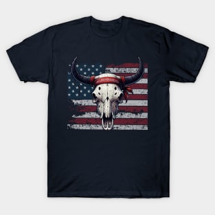 American Flag and Cattle Skull T-Shirt